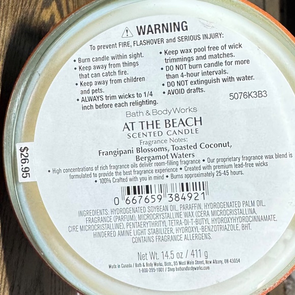 AT THE BEACH 3 Wick Candle - Picture 3 of 3